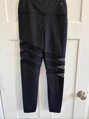 Good American Black Mesh Paneled High-Rise Leggings